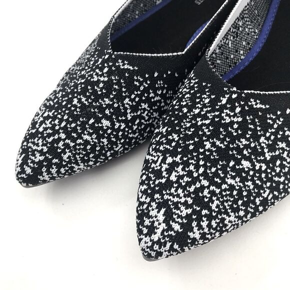 Woman by Projects Black and White Flecked Pattern Soft Knit Pointed Flats- NEW - Picture 8 of 14